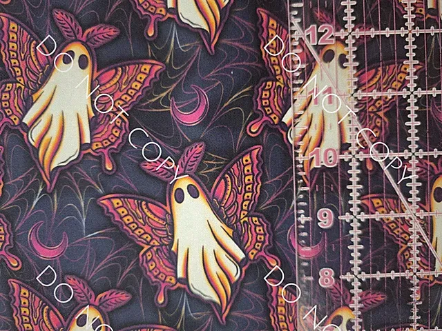 100% Cotton Woven Novelty Fabric Ghost Moths By The 1/4 Yard 9x56