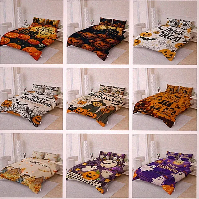 3D Halloween Pumpkin Ghost Bat Castle Quilt Cover Duvet Cover Comforter set