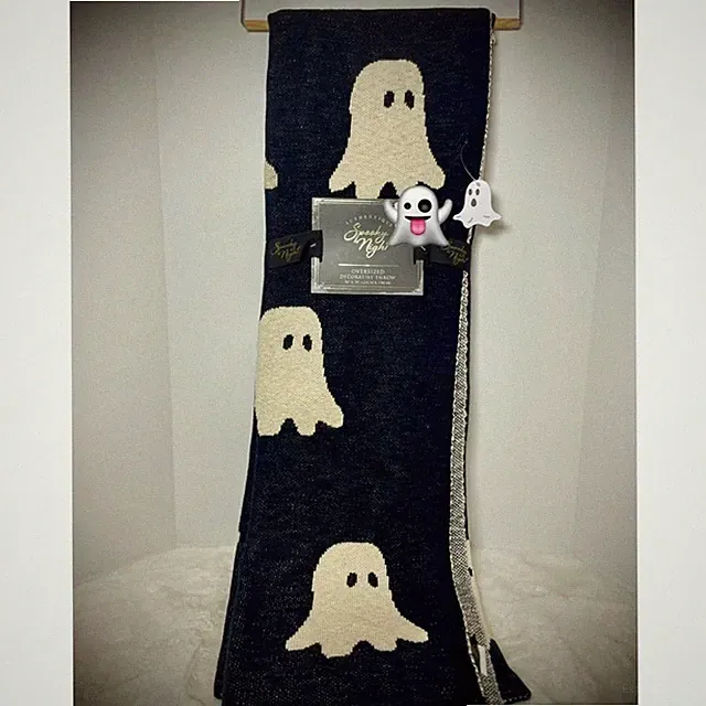 Authentic Spooky Night Ghost Throw Blanket Oversized Halloween Decor 50x70