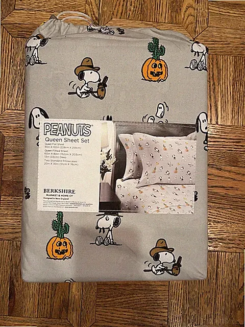 Berkshire Peanuts Snoopy Halloween Queen Sheet Set Mummy Ghost Jack O Lantern