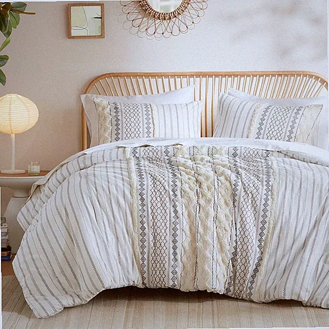 Comforter for King Size Bed, Chenille Tufted, Breathable Cotton Comforter Set Ki