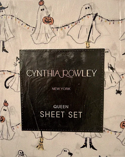 Cynthia Rowley 4pc Halloween Ghost Lights Queen Sheet Set New