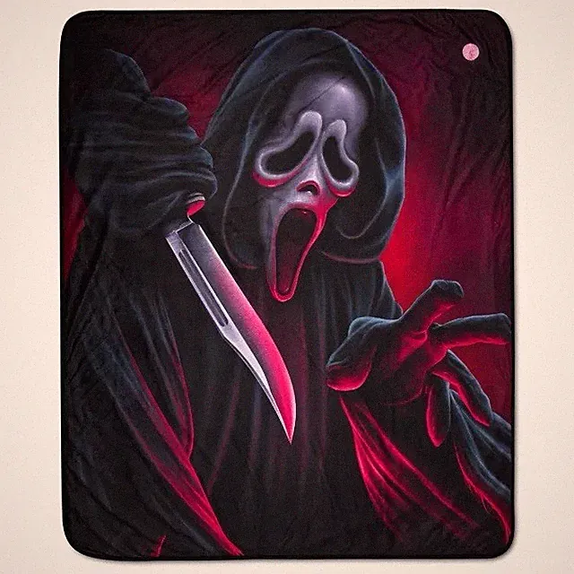 Ghost Face Knife Double-Sided Fleece Blanket – Official Horror Movie Throw