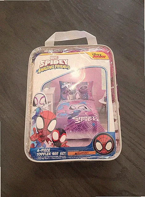 Ghost Spider Marvel Spidey and Friends 4pc Toddler Disney Bed Set - Pink - NEW