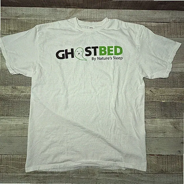GHOSTBED Nature’s Sleep ghost mascot T shirt Supernatural Comfort L spooky tee