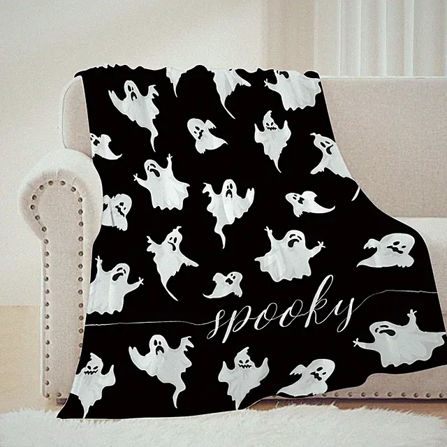 Halloween Ghost Throw Blanket Black 40x50