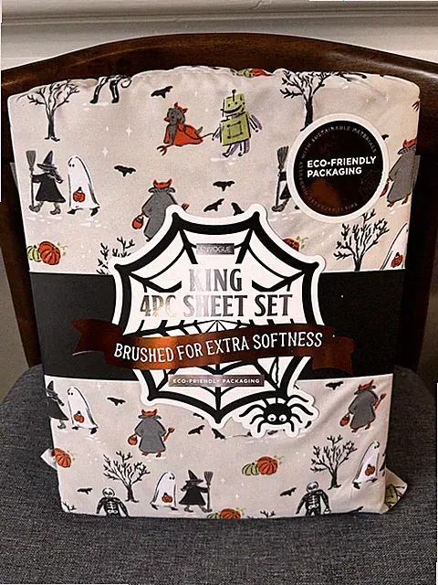 Halloween👑King👑 Sheet Set Costumes Skeleton Robot Ghost Witch Pumpkin Cream