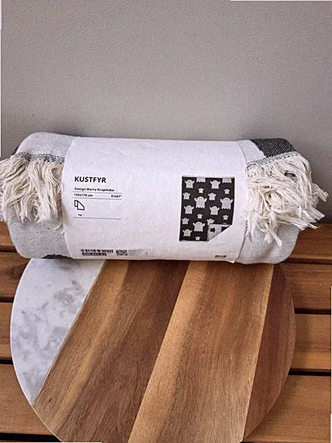 IKEA Halloween Ghost KUSTFYR Decorative Throw With Fringes Soft Cotton 51x67