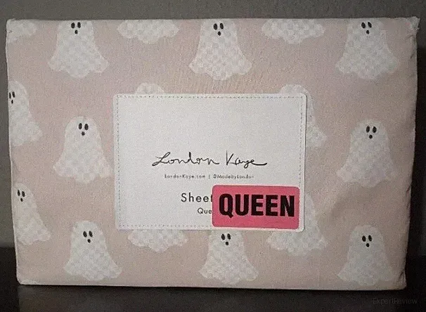 London Kaye Halloween Ghost Dust Pink 4pc Queen Sheet Set NEW FAST SHIP RARE