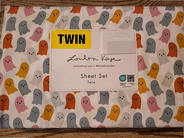 London Kaye TWIN Sheet 3 Piece Set Multicolor Ghost Ghosts Halloween New