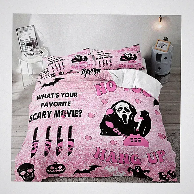 LUVIVIHOME 3PCS Funny Ghost Duvet Cover Full Bedding Set, Teen Girls Bedding,...