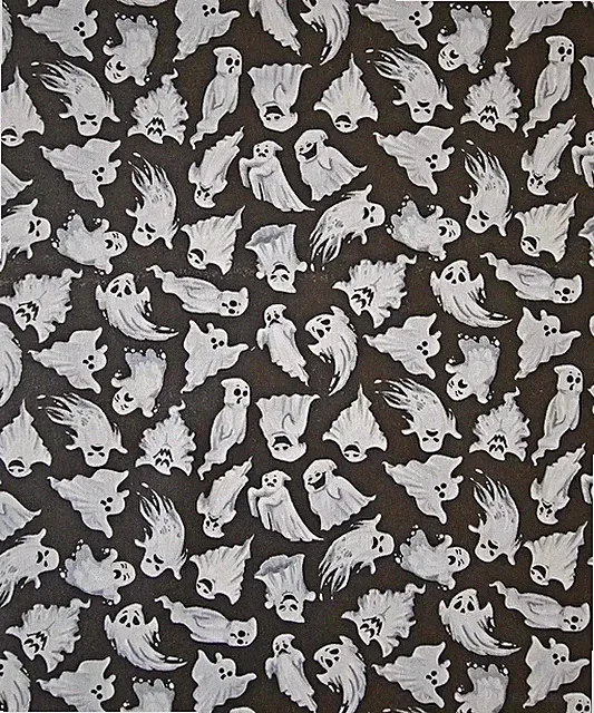 MDG - Halloween Eerie Ghost👻👻 Black Quilting and Crafting Fabric 🎃🎃