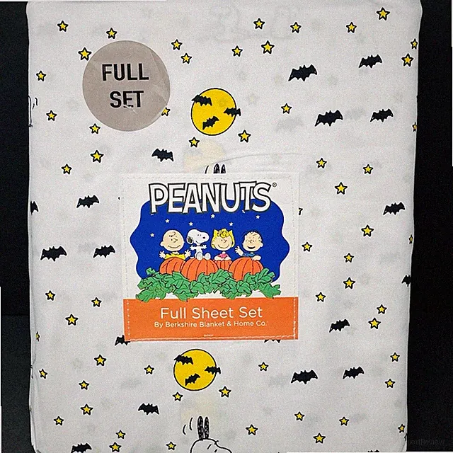 PEANUTS Snoopy FULL SHEETS SET Halloween Bats Full Moon Stars Ghost Scary NEW