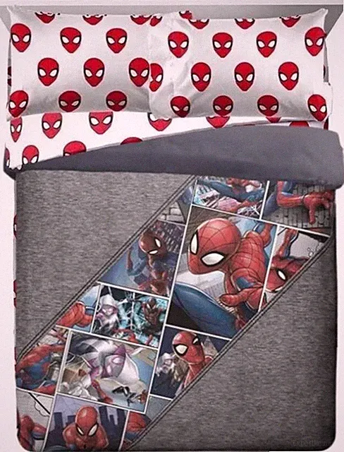Spider-Man "Grunge Grey" Kids Reversible Queen Bed Set-W1874779052, W3141638342