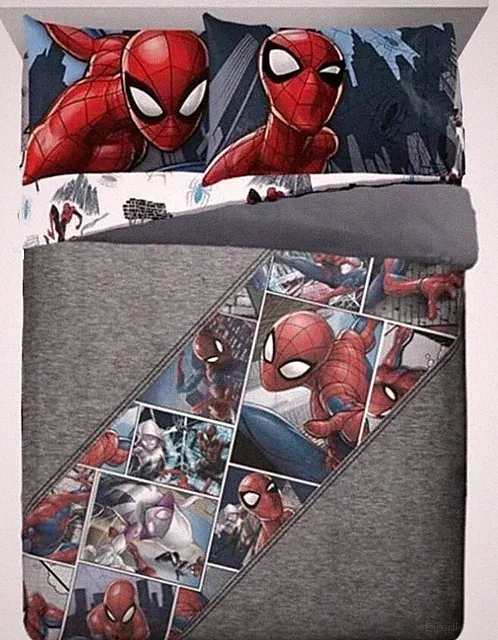 Spider-Man "Grunge Grey" Kids Reversible Queen Bed Set-W1874779052, W7597823322