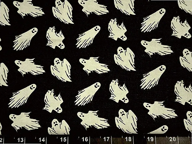 Tina Scrap 9"x21" HALLOWEEN Black White Ghost Spooky FABRIC COTTON