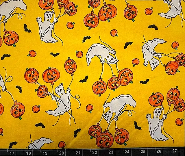 Tina Scrap 9"x21" HALLOWEEN Ghost Bat Creepy Haunted Pumpkin FABRIC COTTON