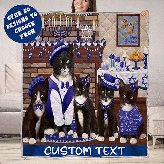 Tuxedo Quilt Cat Bedding Personalized Bed Gift Many Designs NWT