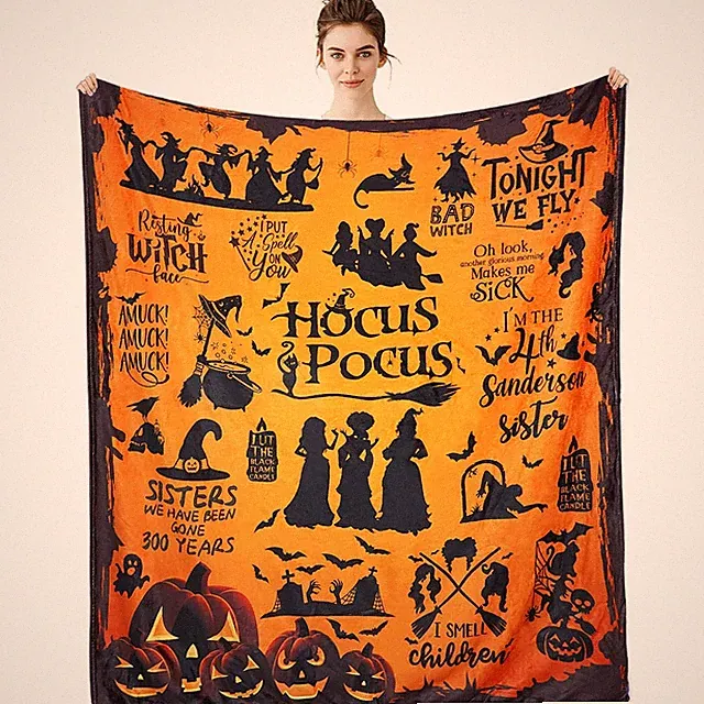 Witch Flannel Fleece Blanket 50x60 Inch Halloween Throw Women Decor Soft Bed